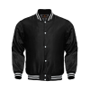 Light Weight Satin Bomber Varsity Jacket – Black