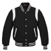 Varsity Letterman Baseball School Jacket Black Leather Sleeves