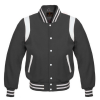 Varsity Letterman Baseball School Jacket Dark Gray Leather Sleeves