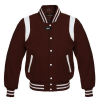 Varsity Letterman Baseball School Jacket Dark Brown Leather Sleeves