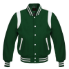 Varsity Letterman Baseball School Jacket Forest Green Leather Sleeves