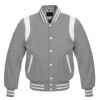 Varsity Letterman Baseball School Jacket Gray Leather Sleeves
