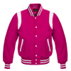 Varsity Letterman Baseball School Jacket Hot Pink Leather Sleeves