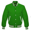 Varsity Letterman Baseball School Jacket Green Leather Sleeves Black Wool Color