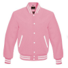 Varsity Letterman Baseball School Jacket Pink Leather Sleeves